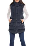 Sebby S.E.B Women&#039;s Long Puffer Vest, Quilted Faux Down Filled Hooded Vest for F