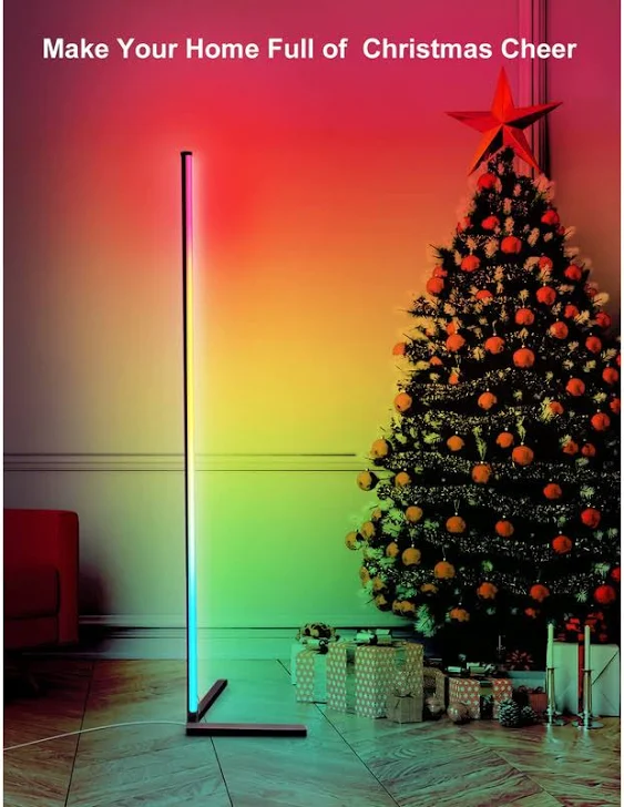 RGB Corner LED Floor Lamp, Corner Floor Lamps, 56&#034; Music Mood lighting Sync