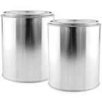 Empty Quart Paint Cans w/ Lids 2pk; Unlined Metal Paint Cans Value Pack