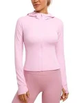 CRZ Yoga Women's Butterluxe Outerwear Full Zip Hoodies Jackets Pink Peony / S