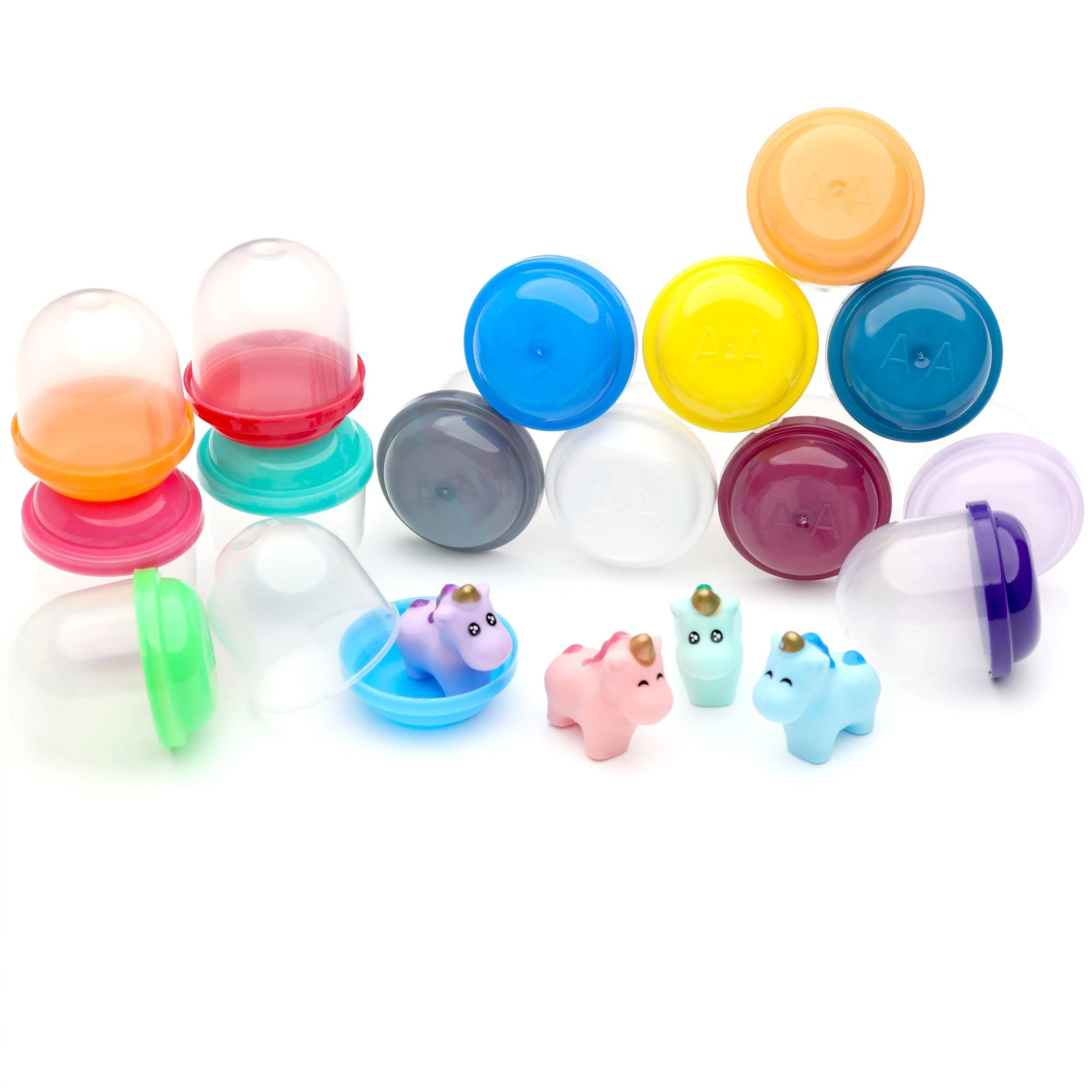 Entervending Farm Animal Figurine Toys in Capsule - 50 Pcs -1.1 Inch Plastic Capsules with Assorted Pets & Animals Mini Figurines for Kids - Easter Basket Stuffers - Toy Vending Machine Refill