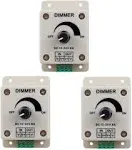 Hiletgo 3pcs DC12-24V 8Amp 0%-100% PWM Dimming Controller for LED Lights Ribb...