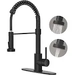 PHANCIR Kitchen Faucet with Pull Down Sprayer, Brushed Nickel Commercial Spring Kitchen Sink Faucet Single Handle Pull Out Sink Faucets with Deck 2103