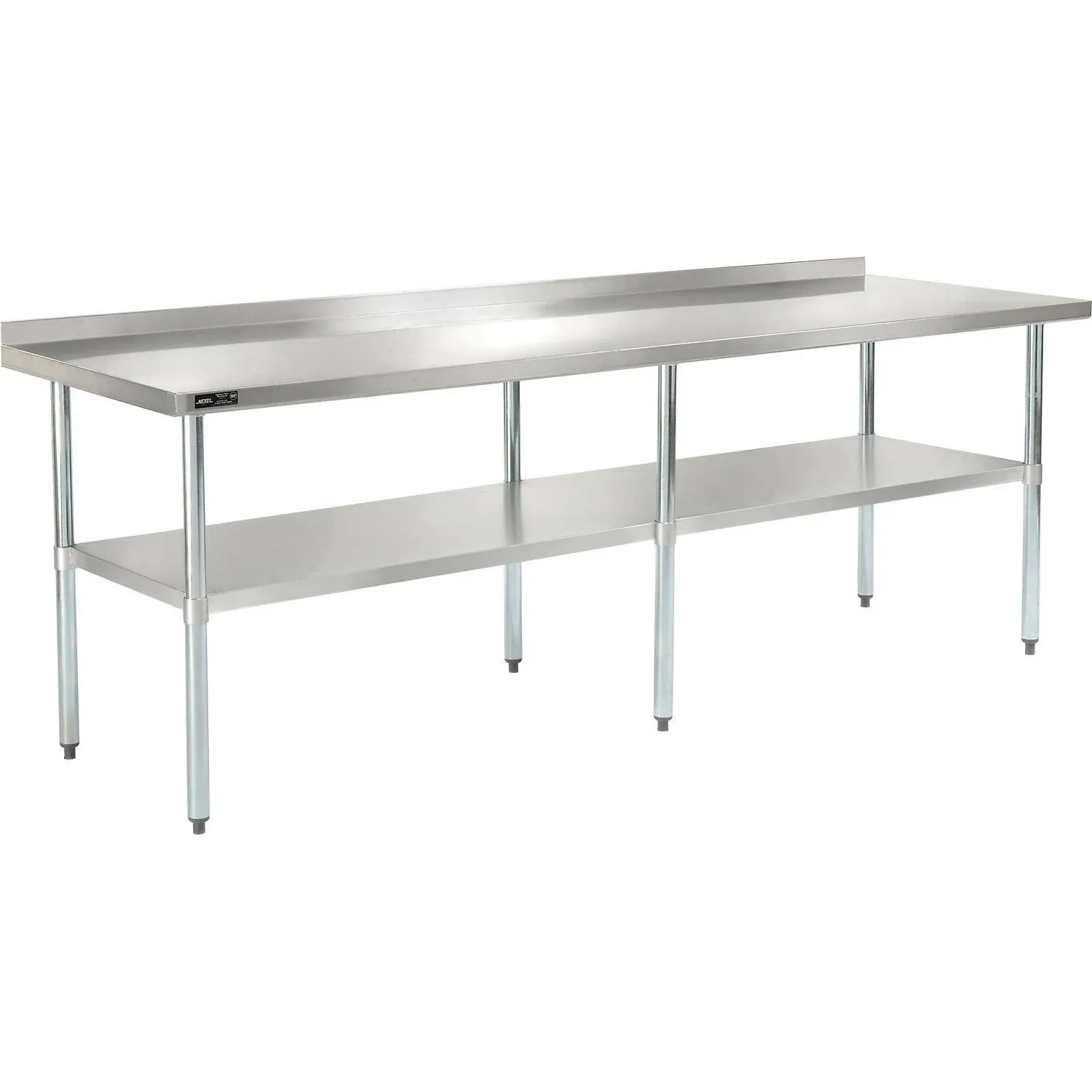 Nexel WB9630BSS Stainless Steel Worktable with Backsplash, 96"W x 30"D x 35"H