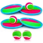 Ayeboovi Toss and Catch Ball Game Outdoor Toys for Kids 4 Paddles 4 Balls