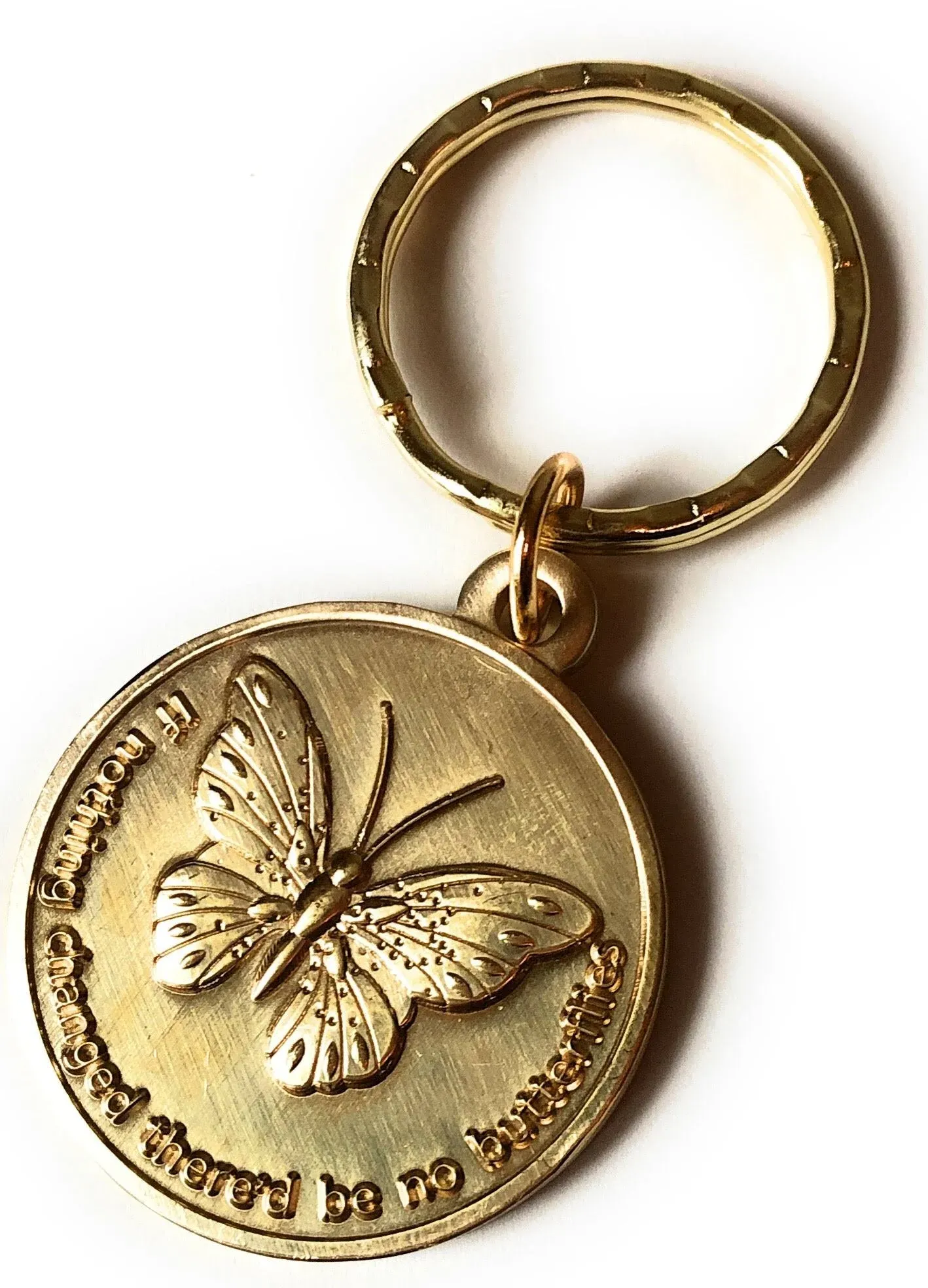 If Nothing Changed There'd Be No Butterflies Keychain Serenity Prayer Key Tag