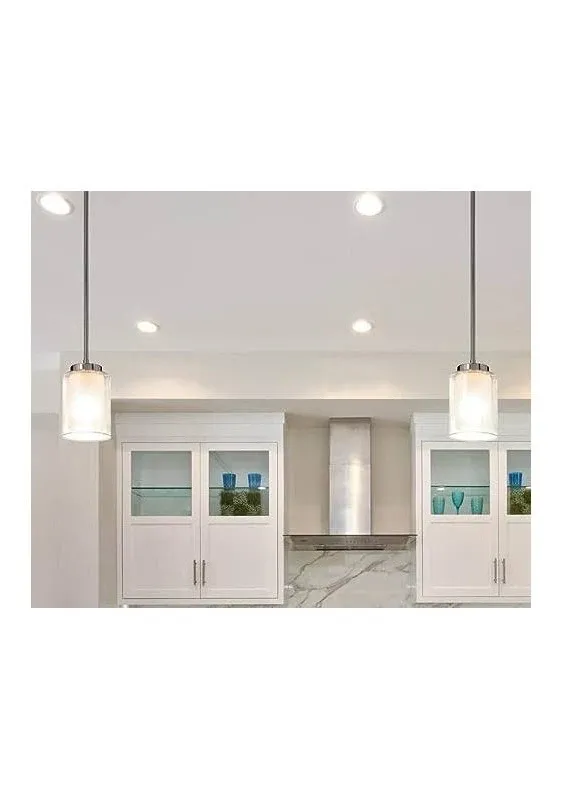 XiNBEi Lighting Pendant Lighting Modern 1 Light Mini Pendant Light with Dual Glass in Brushed Nickel, Adjustable Hanging Ceiling Light for Kitchen & Living Room XB-P1195-BN