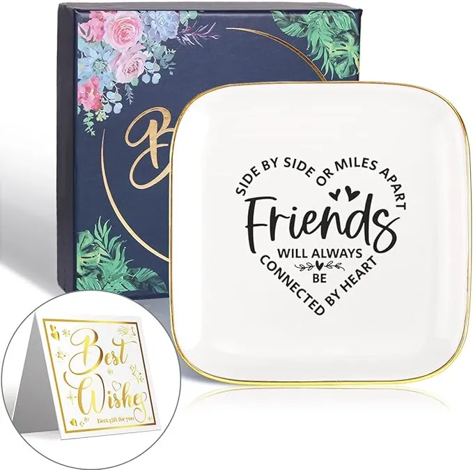 To My Friend Tray Ceramic Ring Dish Decorative Jewelry Tray for Bestie BFF 