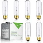 25 Watts T10 Tubular Clear Incandescent Light Bulb, Antique Vintage Style Showcase Bulb 6 Pack