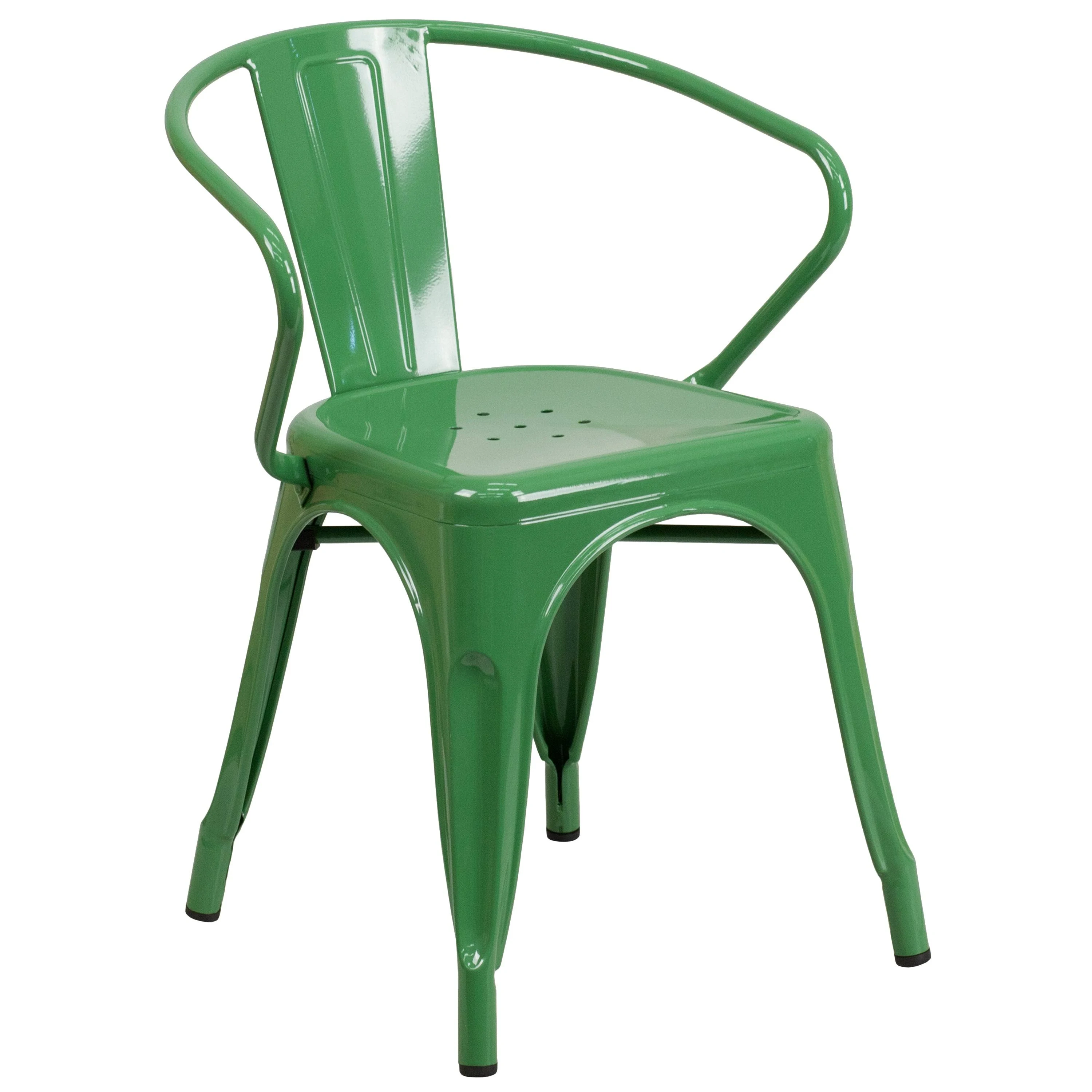 Flash Furniture Luna Commercial Grade Green Metal Indoor-Outdoor Chair with Arms