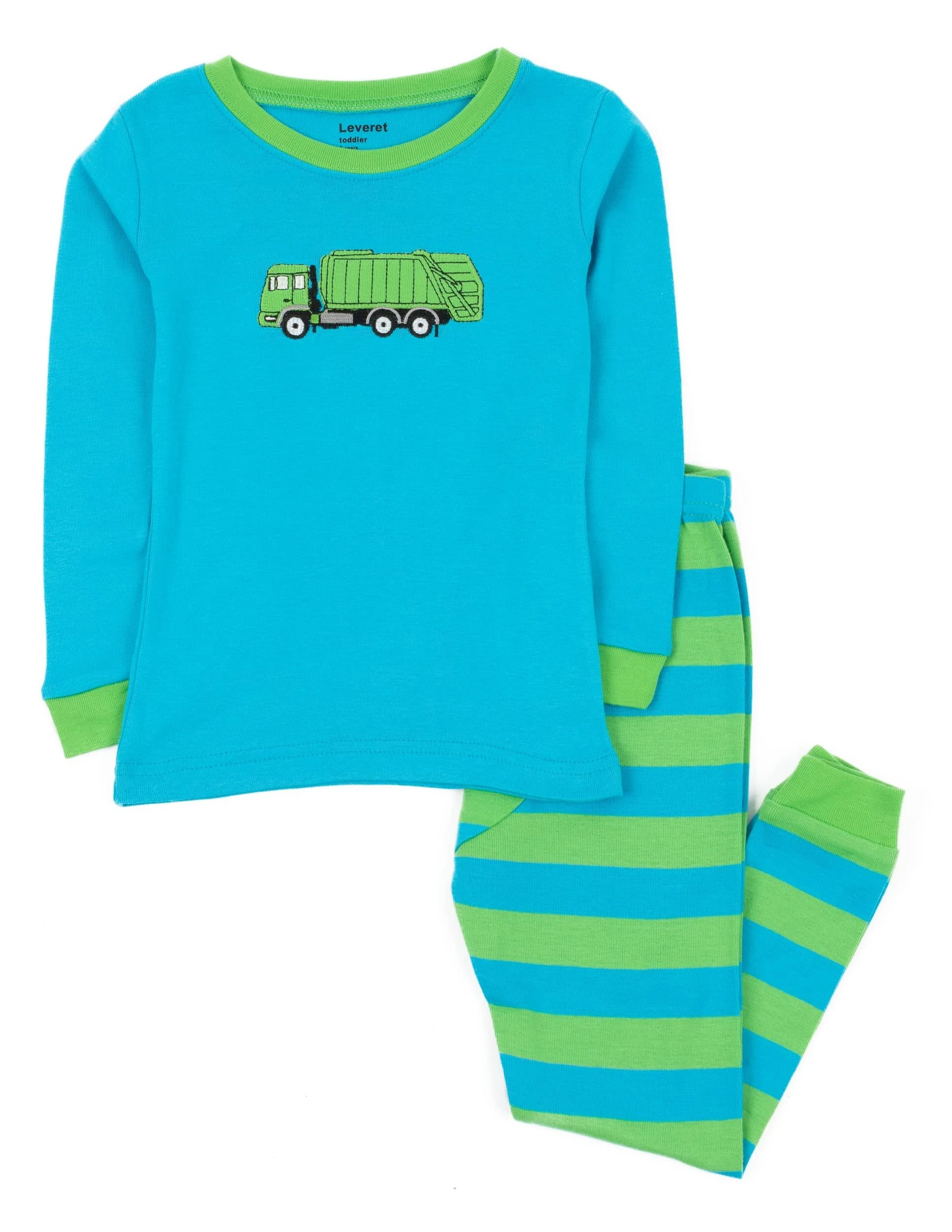 Kids Two Piece Cotton Pajamas Garbage Truck