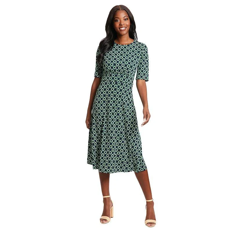 Women's London Times Printed Midi A-Line Dress