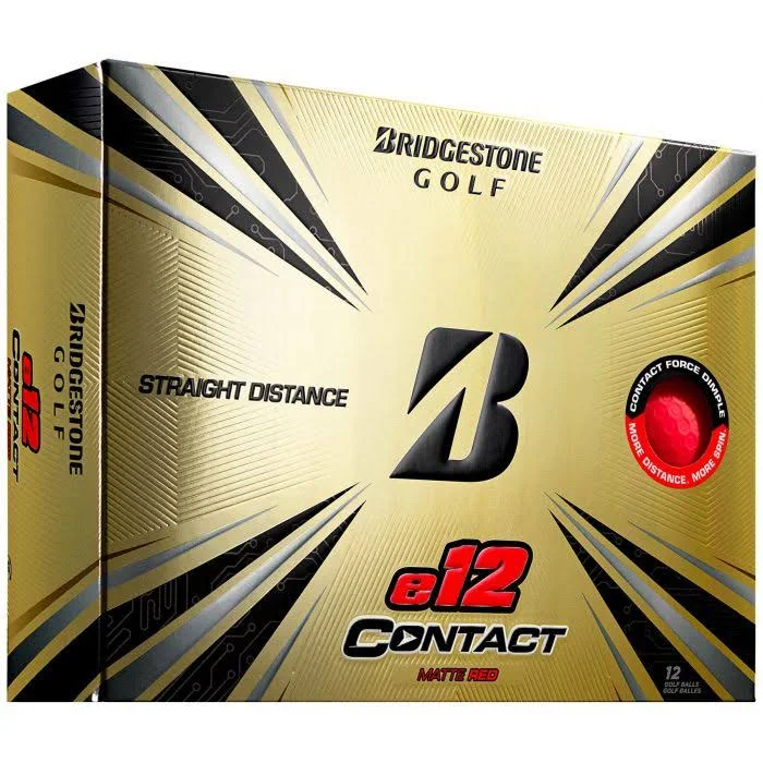 Bridgestone e12 CONTACT Golf Balls w/ Contact Force Dimples, White, 12 Pack