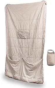 Gravel Layover Ultra-Compact Packable Down Blanket for Travel & Camping - Lightweight, Warm Travel Blanket Airplane, Car Blanket, Camping Blankets for Cold Weather - Includes Carrying Pouch (Black)