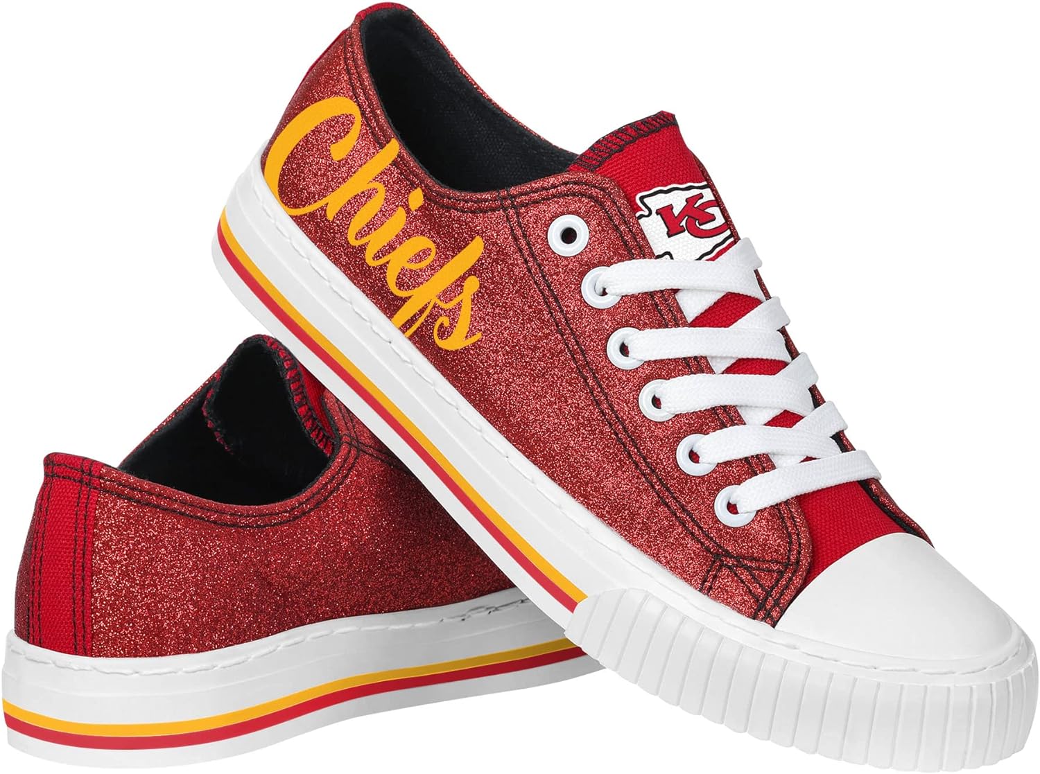 Kansas City Chiefs NFL Womens Color Glitter Low Top Canvas Shoes