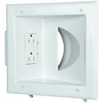 DATA COMM Electronics 45-0031-WH Recessed Low Voltage Media Wall Plate with Duplex Receptacle - White