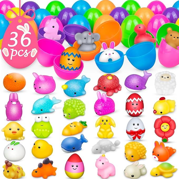 Dioju 36 Pcs Easter Eggs Mochi Squishy Toys Pack Easter Basket Stuffers Party...