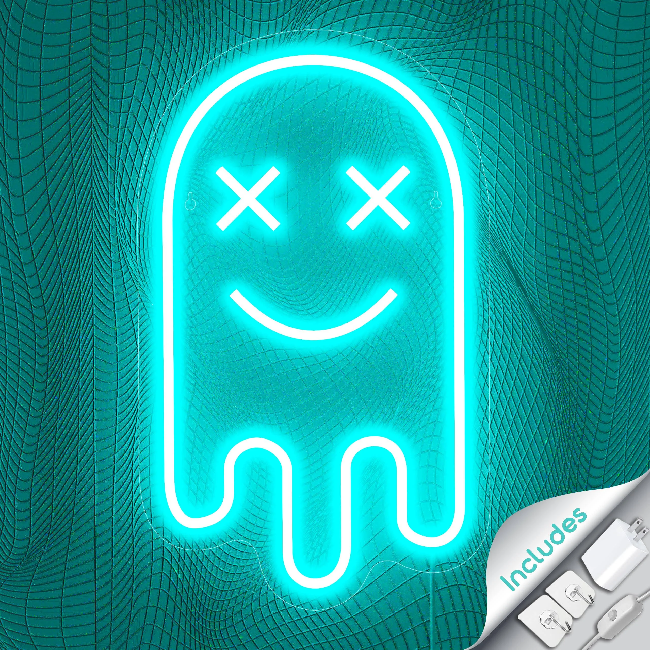 Halloween Ghost Neon Sign Ice Blue - Led Lights for Game Room Neon Sign for Wall Decor Bedroom, Cool Gamer Room Gift, Man Cave, Neon Cool Party Decor. - Wedding Birthday Party Decor Gift