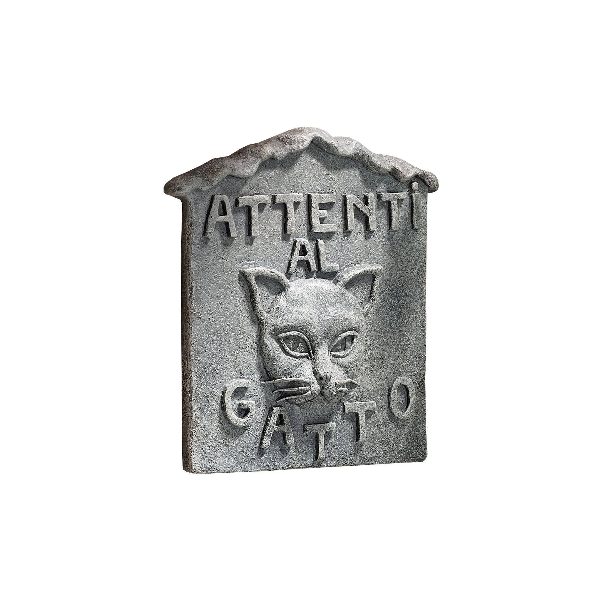 10" Italian Art Attenti al Gatto Cat Wall Sculpture Décor