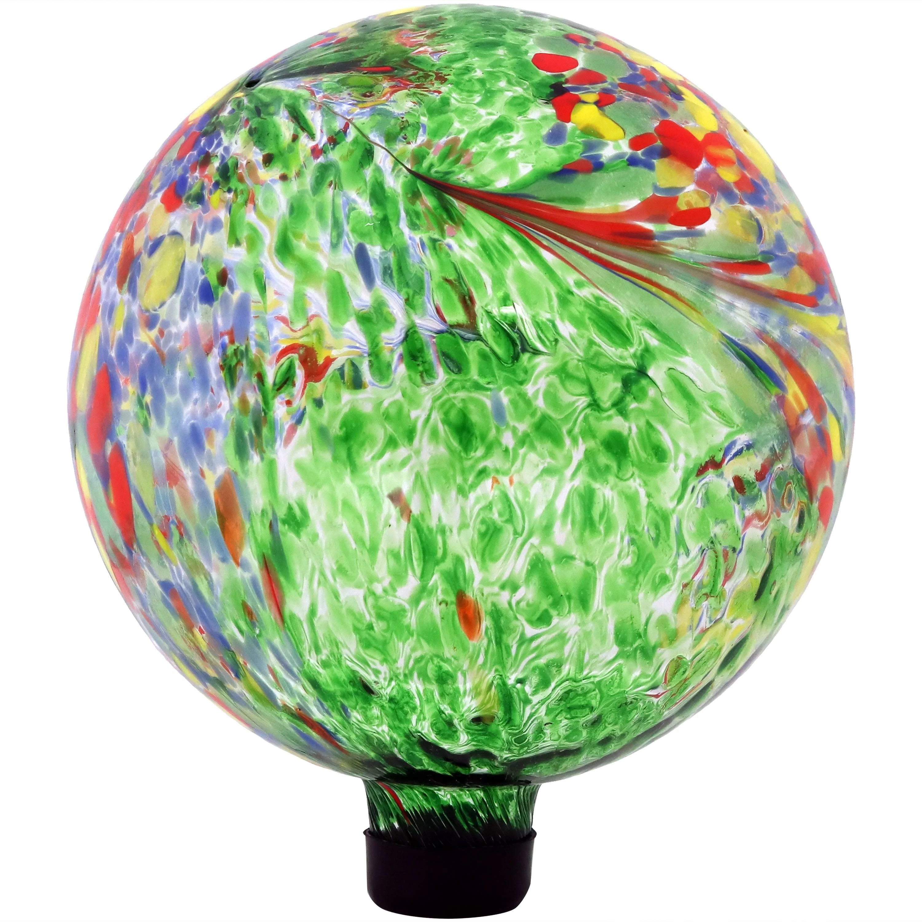 Sunnydaze Decor 10 in. Green Artistic Glass Outdoor Garden Gazing Ball Globe