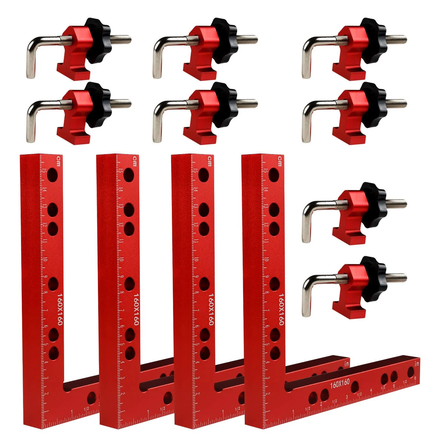 Clamping Squares for Woodworking, 6.3" x 6.3" 90 Degree Positioning Squares Right Angle Corner Clamps for Woodworking, 16 x 16cm Aluminum Alloy Woodpeckers Tool for Picture Frame Box Cabinets