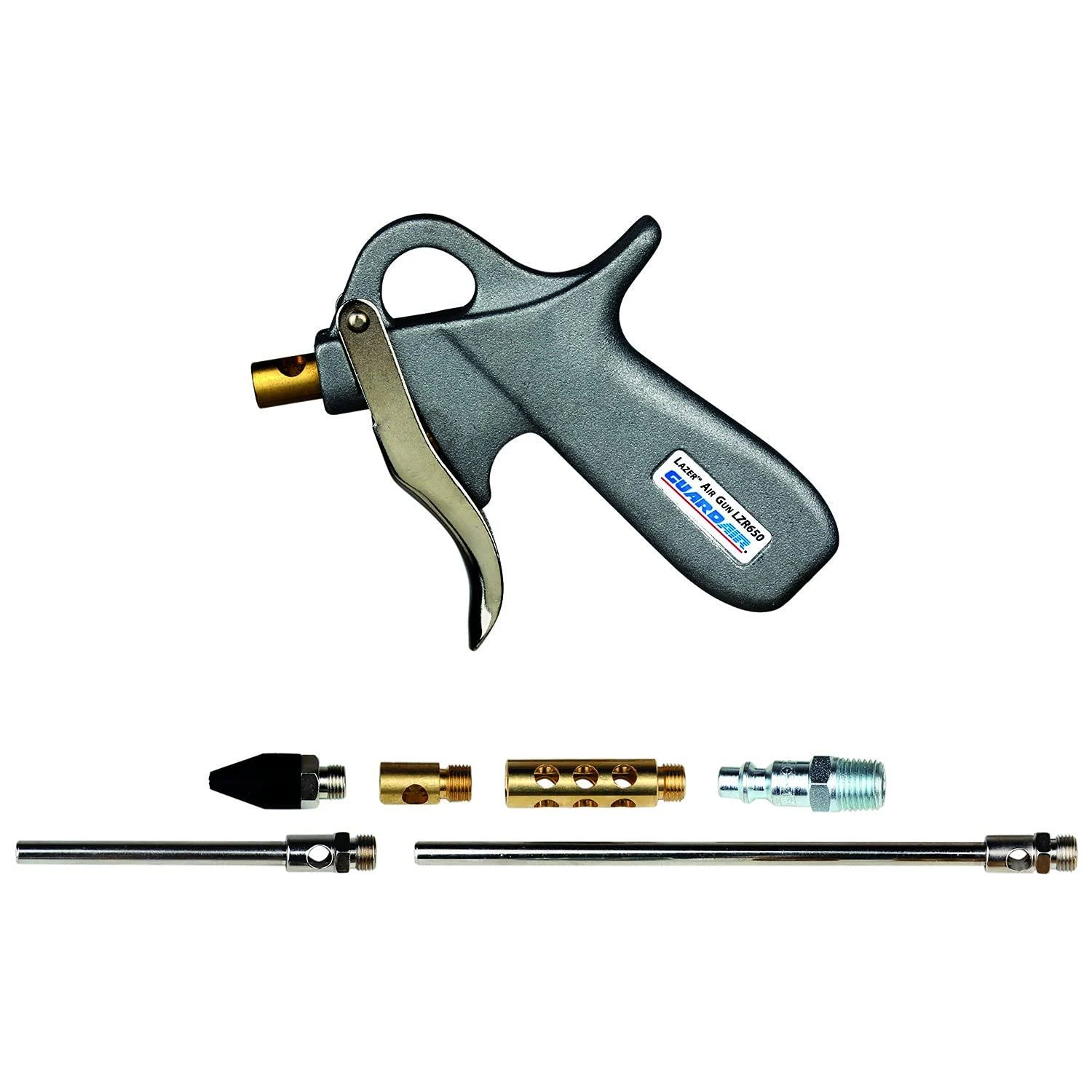 GUARDAIR Air Gun Kit: Pistol-Grip Grip, Aluminum, 1/4 in NPT Female, 4 Nozzle(s), Venturi, Straight