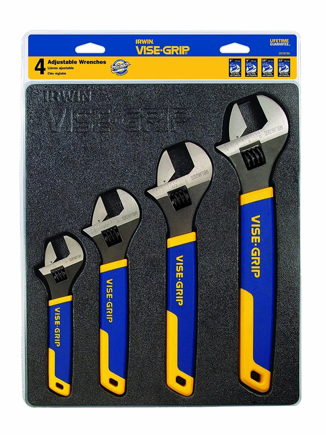 IRWIN Vise-Grip 2078706 4 piece Adjustable Wrench Tray Set