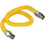 PLUMBFLEX 72 in. Flexible Gas Connector Yellow Coated Stainless Steel for Gas Log and Space Heater, 3/8 in. Fittings