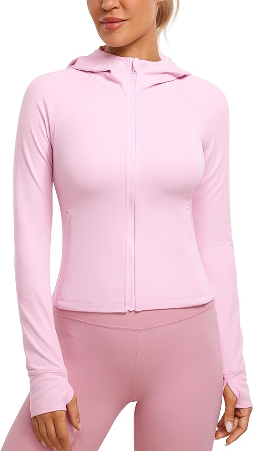 CRZ Yoga Women's Butterluxe Outerwear Full Zip Hoodies Jackets Pink Peony / S