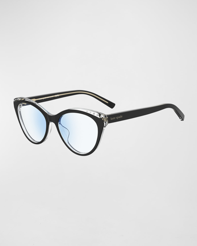 Xara Blue Light Blocking Plastic Cat-eye Glasses In Black