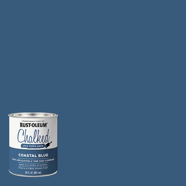 Rust-Oleum 329207 Ultra Matte Interior Chalked Acrylic Paint 30 oz, 30 Fl Oz (Pack of 1), Coastal Blue