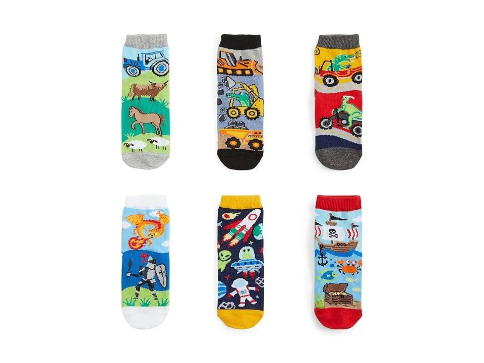 Jefferies Socks Boys Space Pirate Dinosaur Fun Colorful Pattern Crew Socks 6 Pack