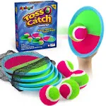 Ayeboovi Paddle Toss and Catch Ball Set for Kids- Self Stick Paddle Game with 4