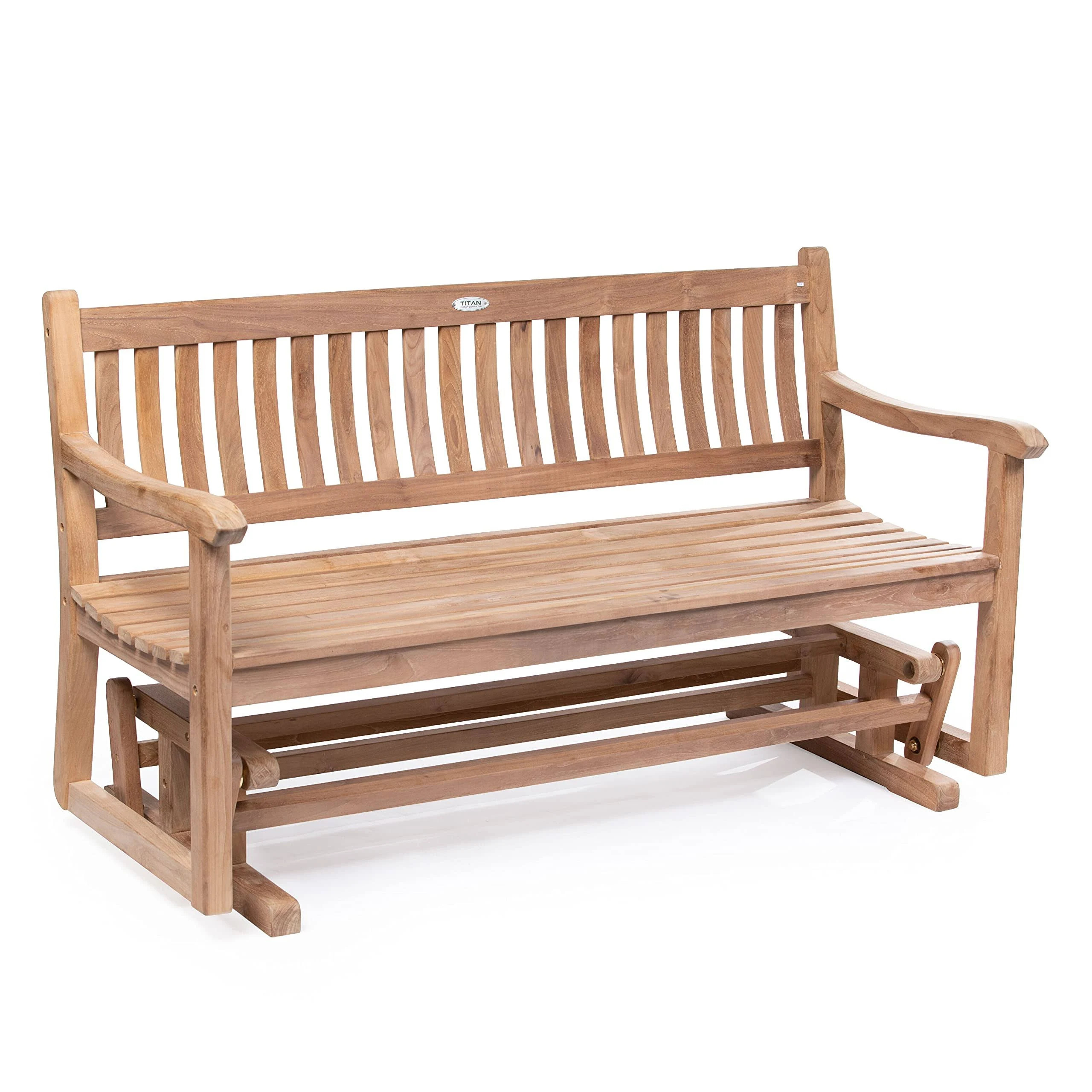 Ash &amp; Ember Cascade Grade A Teak Glider Bench, 59&#034; Gently Curved Seat