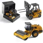 Diecast Metal Construction Trucks Models Set of 2 〡 Heavy Metal Toy Cement Truck and Construction Crane 1:50 Scale 〡 Free Wheeler Die Cast Construction Toys Great Gift Idea