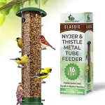 Thistle Feeder, Nyjer Feeder, Wild Birdfeeder - Chewproof Metal and Rigid Plastic - 8 Feeding Ports and Perches, Gray