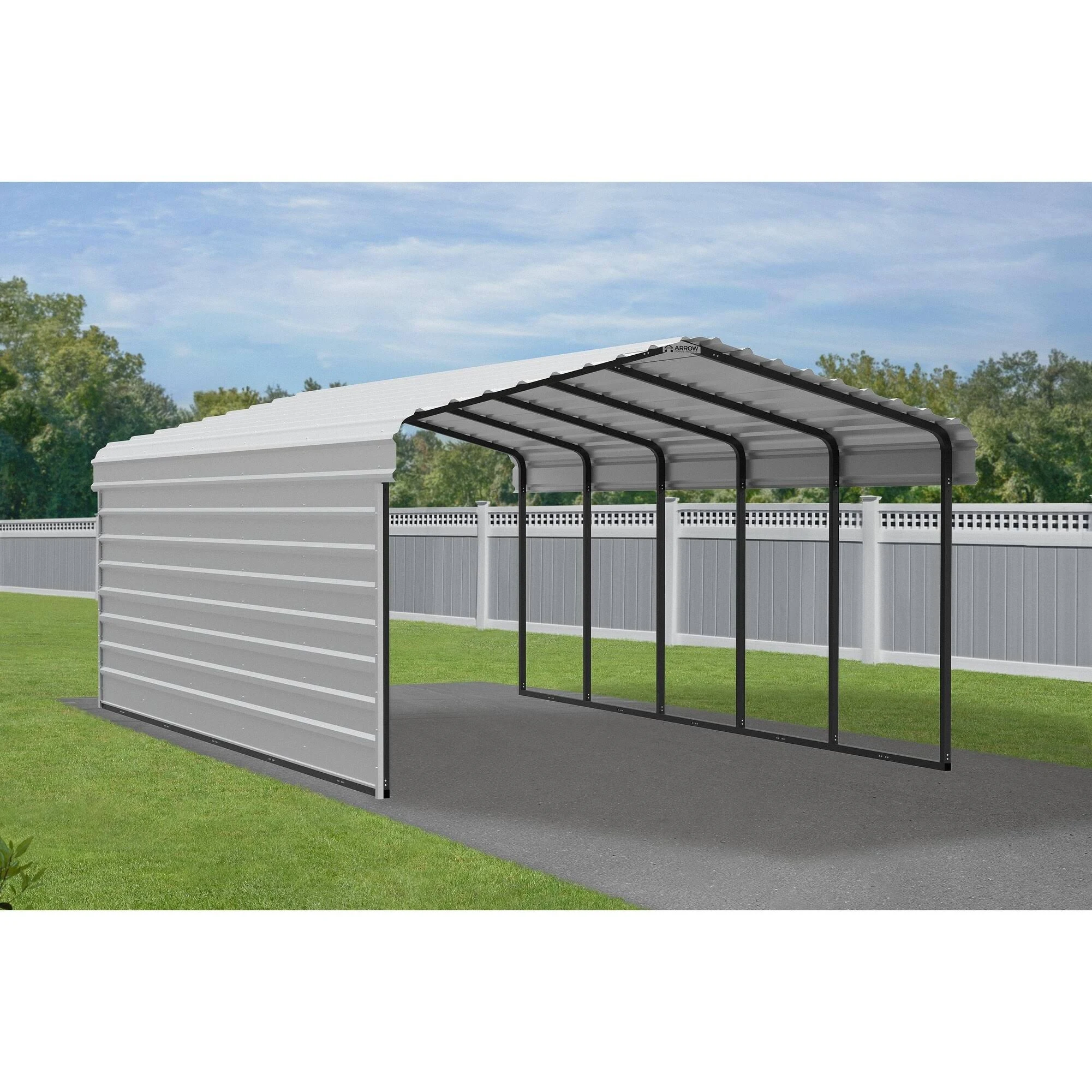 Arrow Carport with 2 Sided Enclosure