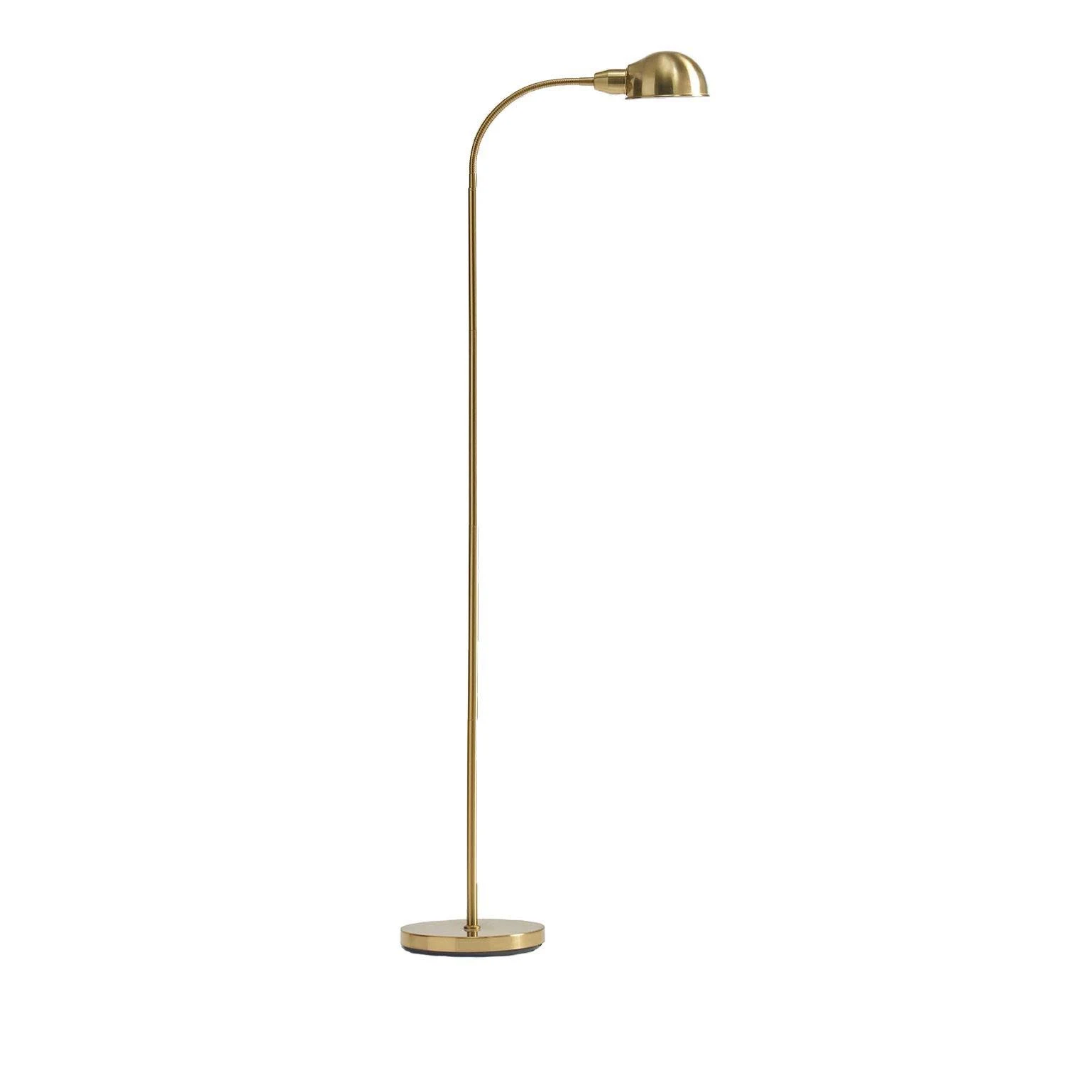 Brightech Regent LED Floor Lamp, Free Standing Corner Pole Light with Adjustable Gooseneck, Tall Bright Skinny Lamp for Office Desk, Living Room Sofa or Chair - Brass/Gold