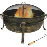 Sunnydaze 24 inch Steel Cauldron Fire Pit with Spark Screen