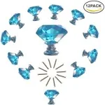 12 Pcs 30mm Diamond Shape Crystal Glass Cabinet Knobs With Screws Drawer Knob Pu