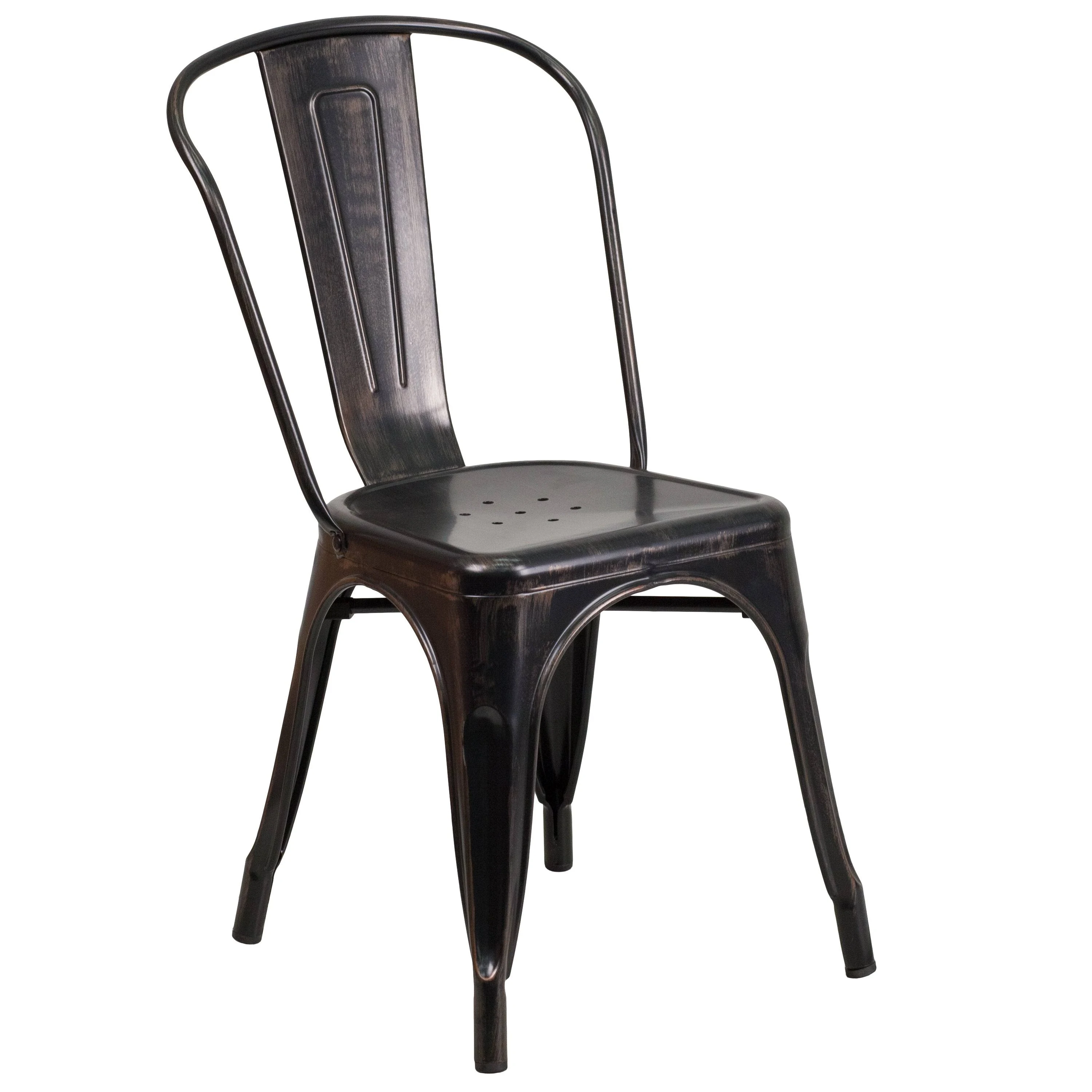 Flash Furniture Black-Antique Gold Metal Indoor-Outdoor Stackable Chair - CH-31230-BQ-GG