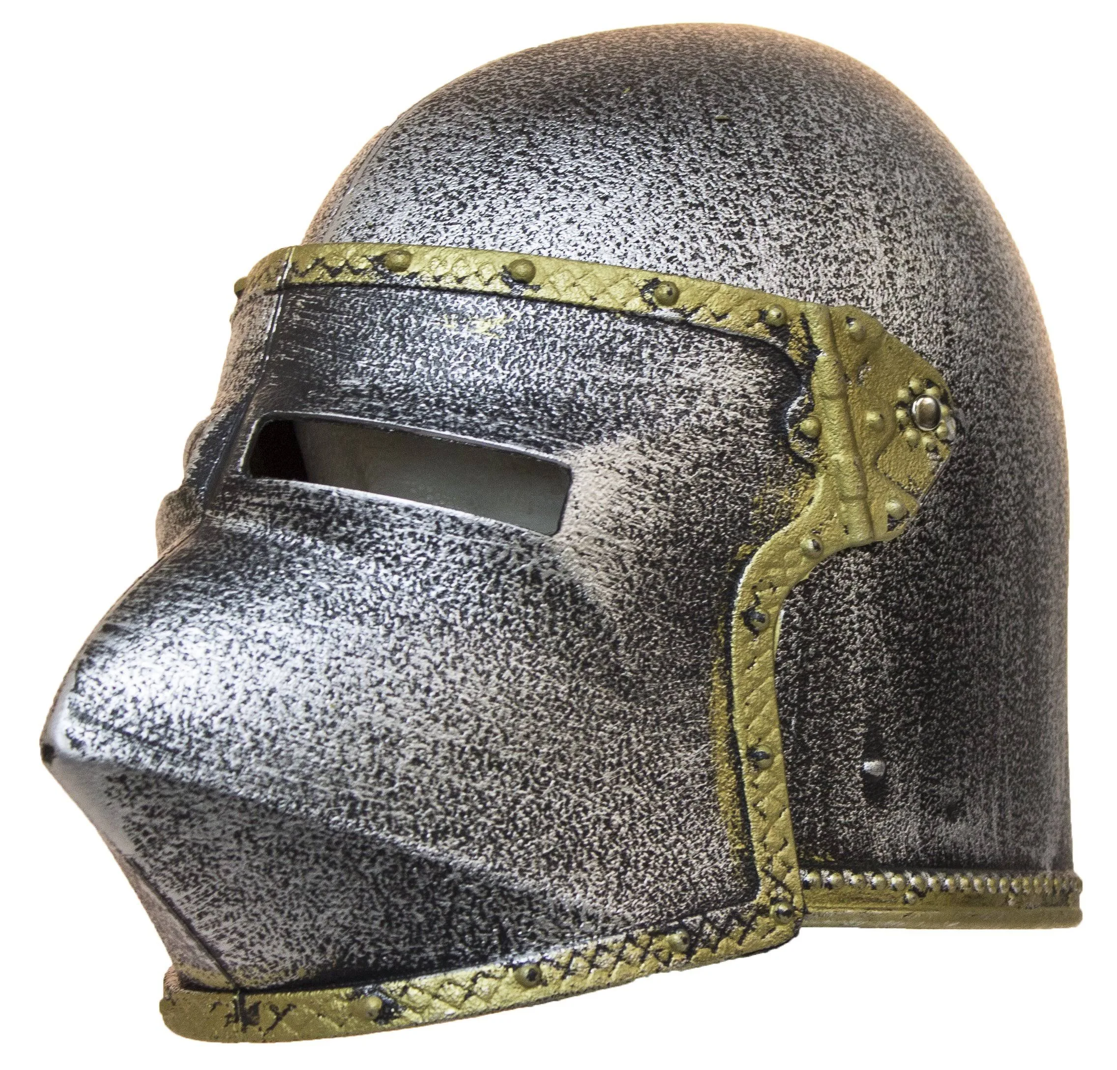 Kid's Plastic Medieval Knight Helmet w/Flip Up Mask, Gray, One Size