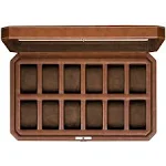 Rothwell 12 Slot Leather Watch Box - Luxury Watch Case Display Organizer, MicroSuede Liner, Locking Mens Jewelry Watches Holder, Men's Storage Boxes