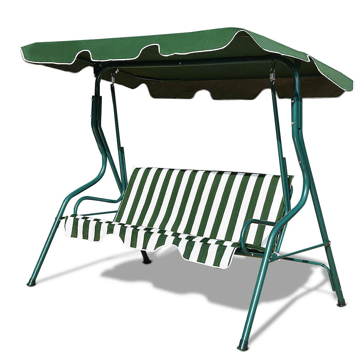 Costway 3 Seat Outdoor Patio Canopy Swing with Cushioned Steel Frame