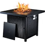 Ciays Propane Fire Pits 32 inch Outdoor Gas Fire Pit, 50,000 BTU Steel Fire Table with Lid and Lava Rock, Add Warmth and Ambience to Gatherings and