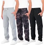 Real Essentials 3 Pack: Boys' Tech Fleece Open Bottom Sweatpants with Pockets