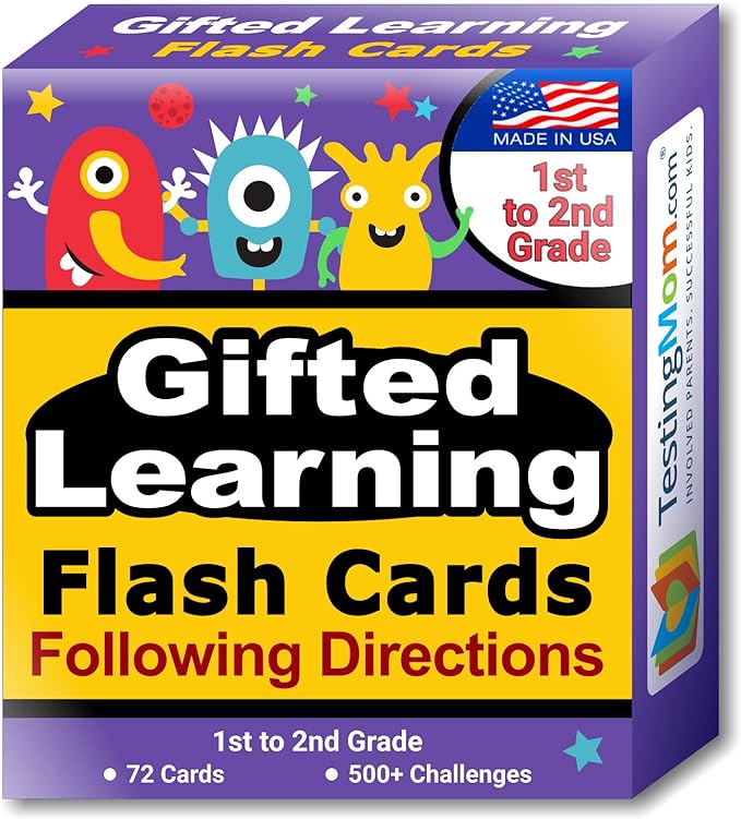 Gifted Learning Flash Cards – Following Directions for 1st Grade - 2nd Grade – Practice for Grade 1 - Grade 2 CogAT Test, Iowa Test (ITBS), OLSAT Test, NYC Gifted and Talented, WPPSI