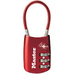 Master Lock Padlock, Set Your Own Combination TSA Accepted Cable Luggage Lock, 2.5cm - 0.5cm . Wide, Red, 4688DRED