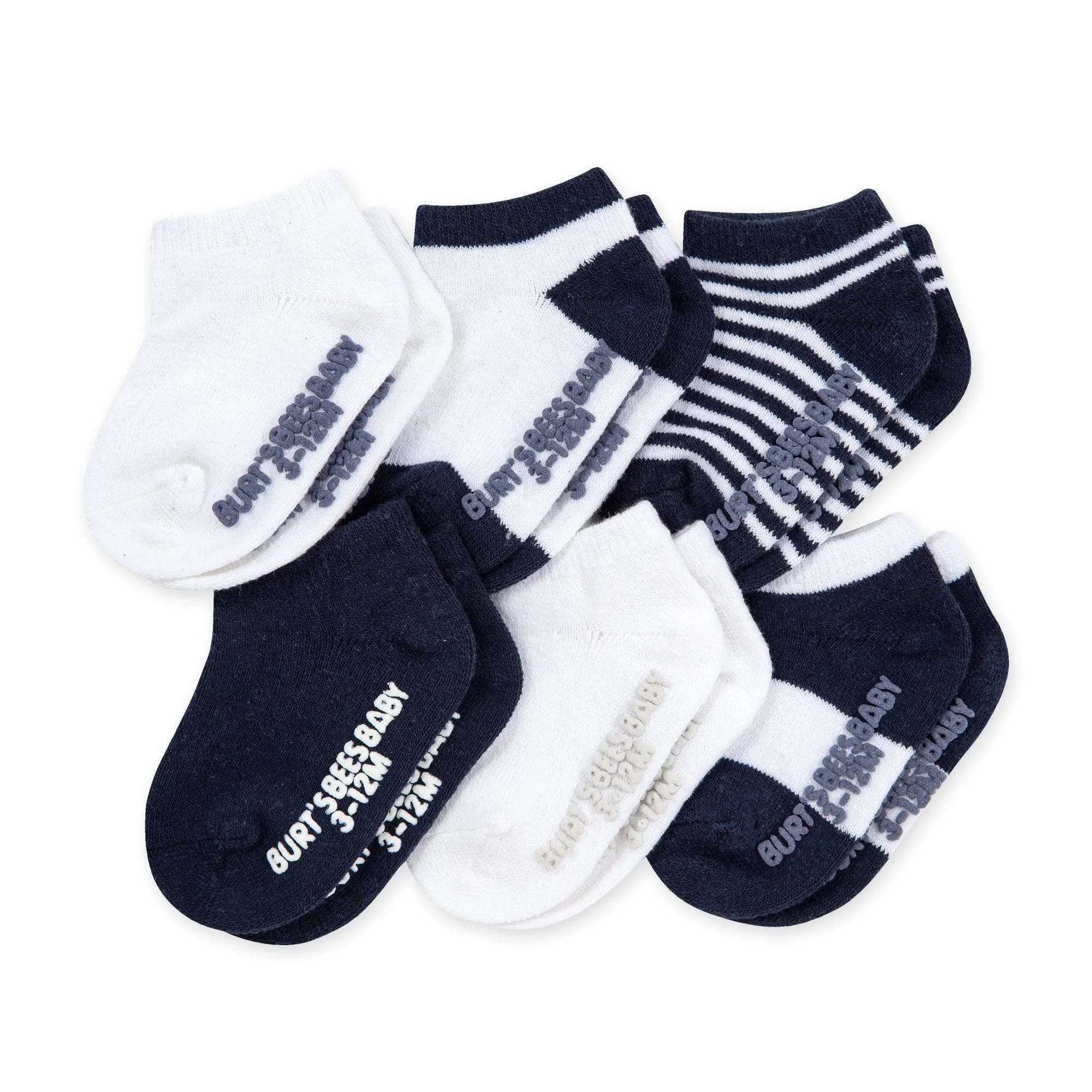 Solid & Stripes Organic Cotton Baby Ankle Socks 6 Pack - Heather Grey