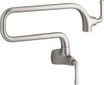 Kohler K-22066-VS Graze Wall-Mount Pot Filler Faucet Vibrant Stainless